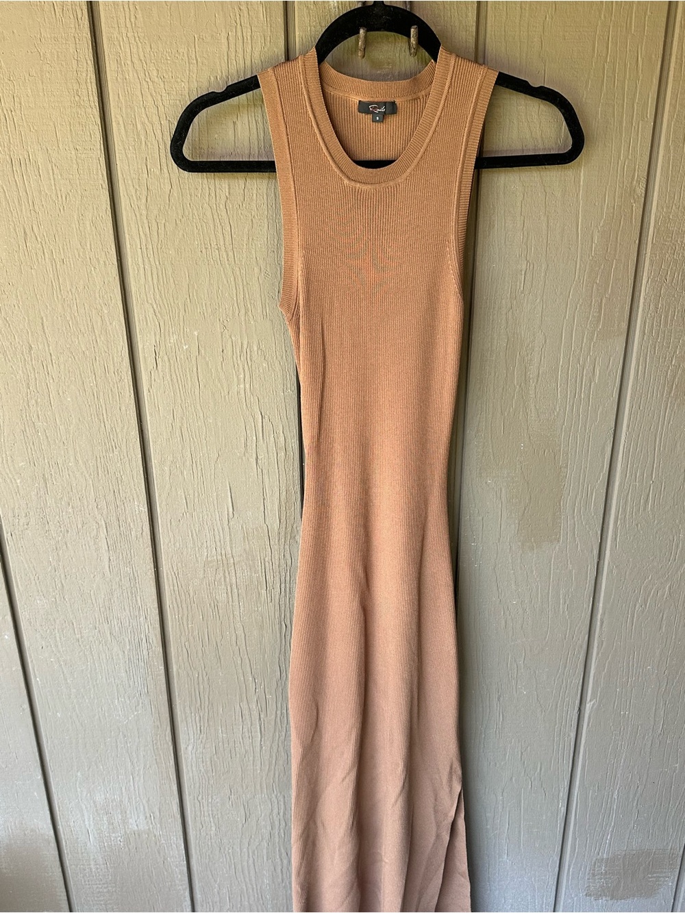 Rails Sleeveless Ribbed Maxi Dress in Tan with cutout back